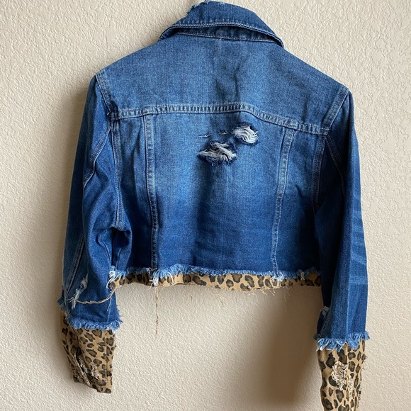 Jean Jacket Cheetah print crop - Picture 5 of 8